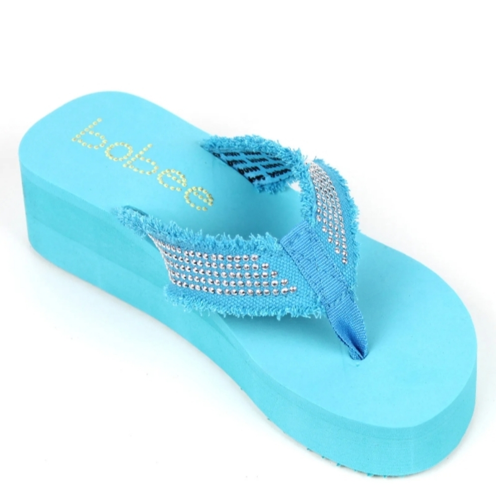 Women’s Turquoise Flip Flops Sandals By Bobee Size 7